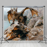 Aperturee - Aperturee Coast Rocks Welsh Dragon Natural Scene Photo Backdrop